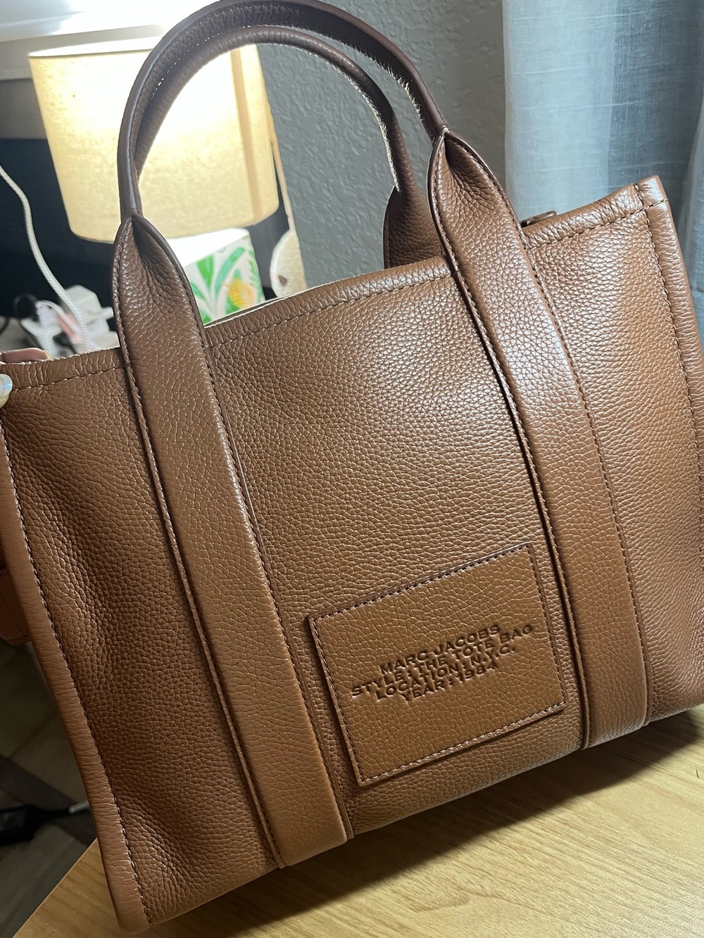 Marc Jacobs Brown Leather 'The Tote Bag' Structured medium Tote - Picture 4 of 11
